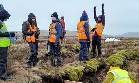 Students receiving Peatland practitioner LANTRA training on Fleet Moss
