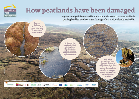 Interpretation panel showing how peatlands have been damaged