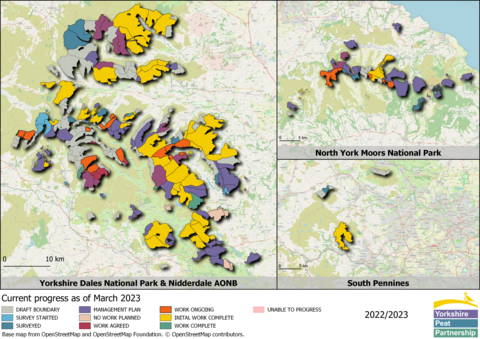 Map showing restoration progress across northern Yorkshire