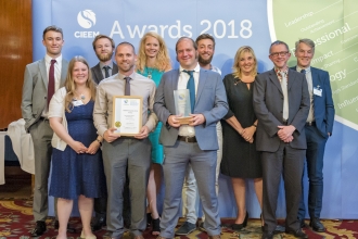 Yorkshire Peat Partnership team members collecting their CIEEM award.