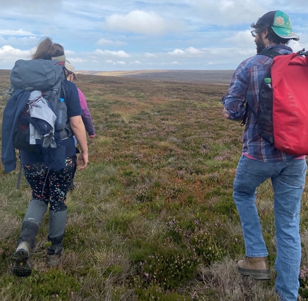 Beth, Tessa and Kane heading onto site in Bransdale