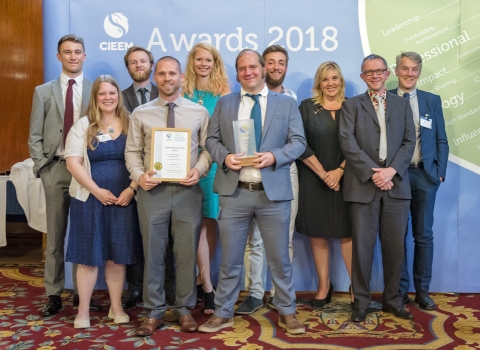 Yorkshire Peat Partnership team members collecting their CIEEM award.