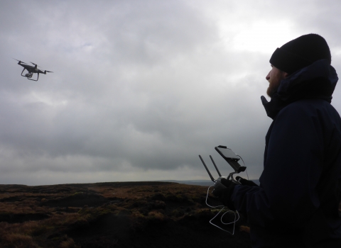 A pilot landing a UAV on Bishopdale.