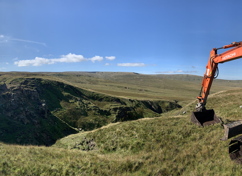 Digger at work at the top of East Gill.