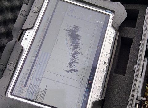 Tablet showing data collected from a dip well