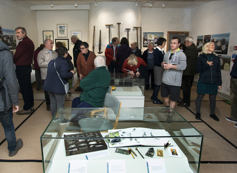 Visitors enjoying the Give Peat a Chance exhibition at the Museum of North Craven Life
